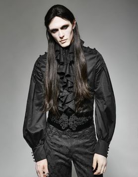 Chemise Manches Longues Gothique Pour Homme – Style Européen, Coupe Ajustée Pour Halloween Ou Quotidien