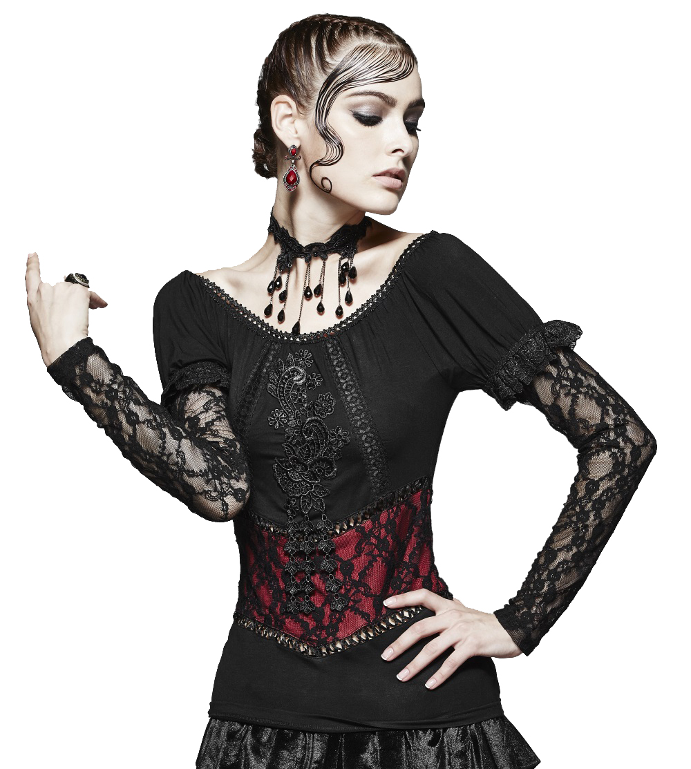 Haut rouge sales dentelle femme