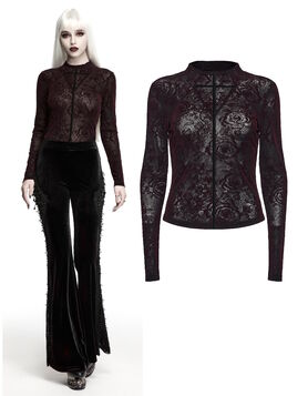 Haut Gothique Bordeaux Black Rose Veil - Punk Rave