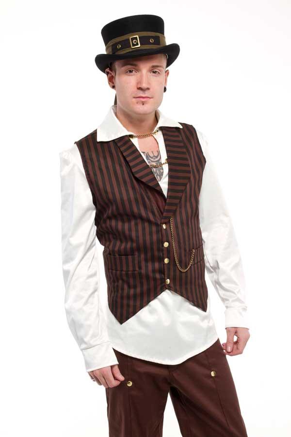 Gilet steampunk sans manches homme rayé