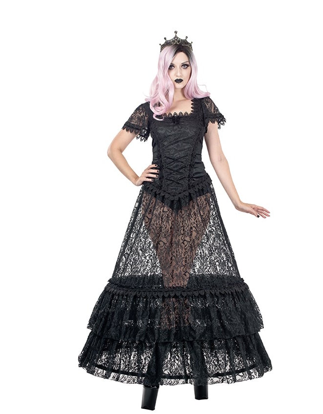 Corset Bustier Avec Jupe Tulle - Ensemble 2 Pièces Dentelle Vintage Floral - Style Gothique, Halloween, Soirée
