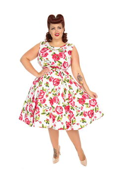 Robe Pin-Up HEART AND ROSES LONDON 'sweet rose' grande taille