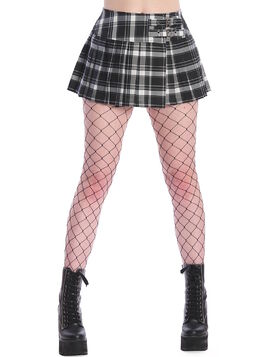 Jupe Punk Tartan Noir & Blanc 'Slay All Day' - Banned
