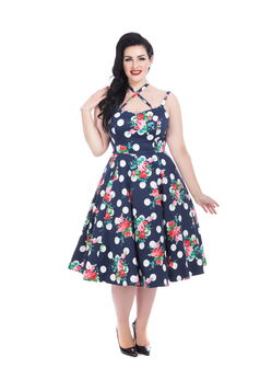 Robe Pin-Up HEART AND ROSES LONDON 'dotty' grande taille