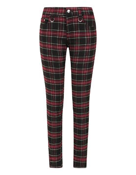 Pantalon skinny punk goth tartan burgundy - Banned