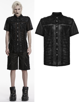 Chemise Gothique Homme en R&eacute;sille Noire - Punk Rave