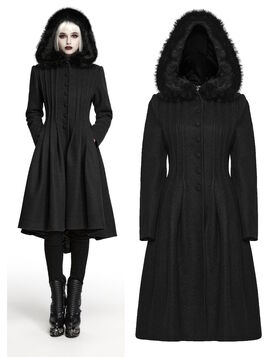 Manteau Long Gothique Black Winter Duchess - Punk Rave