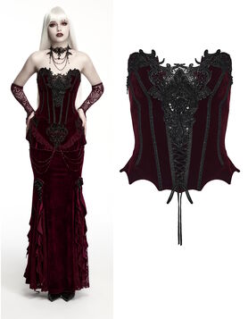 Bustier Gothique Bordeaux Dark Devotion - Punk Rave