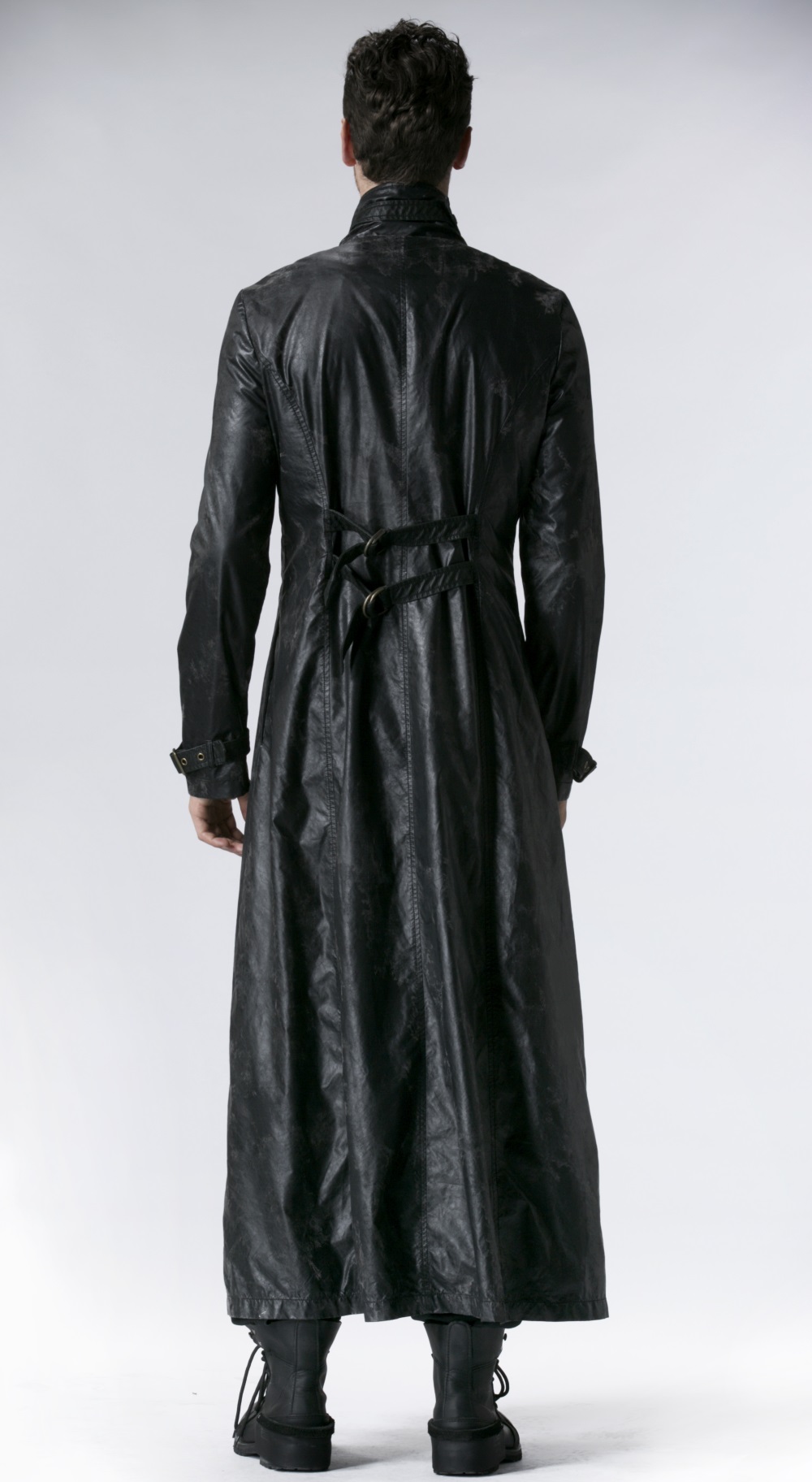 manteau long simili cuir homme