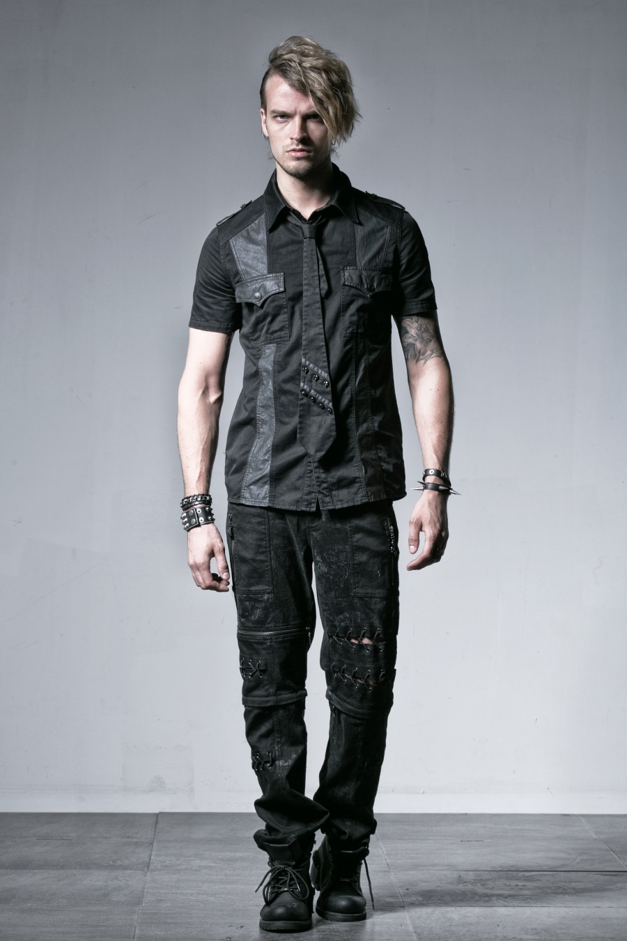 Pantalon Gothique Homme Decore De Cordons Sur Les Jambes Punk Rave K191