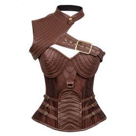 Corset steampunk cuir vegan 'the adventurer'