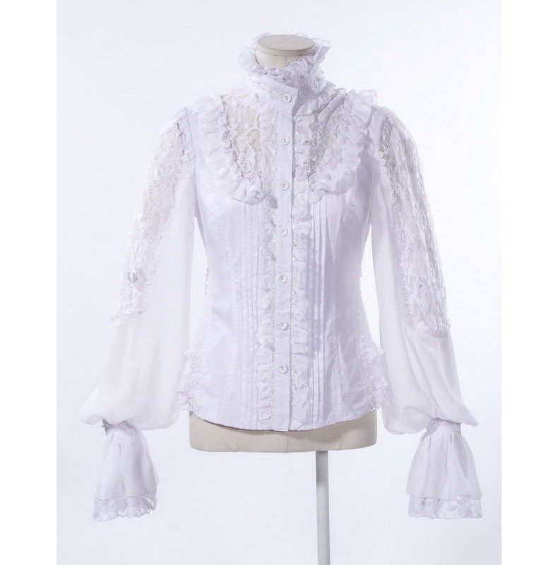 Chemisier gothique victorien femme blanc RQ-BL 21152
