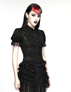 Chemisier Gothique Dentelle &Eacute;clipse Noire - Punk Rave