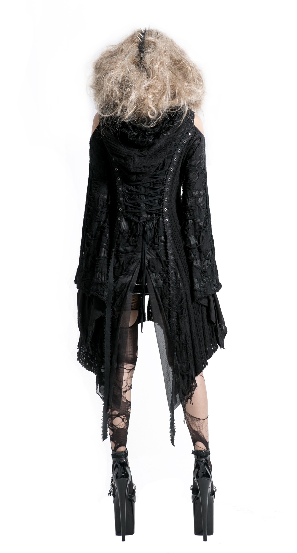 Veste gothique ?� capuche et manches ?�vas?�es PUNK RAVE pour femme