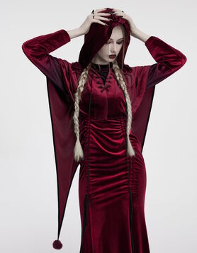 Cape Gothique Velours Rouge Punk Rave - Bloodmoon Familiar