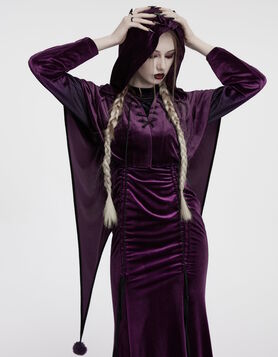 Cape Gothique Velours Violet Punk Rave - Mystic Veil