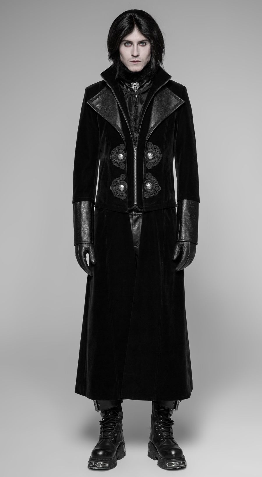 Pantalon gothique homme en enduit noir PUNK RAVE avec des skulls