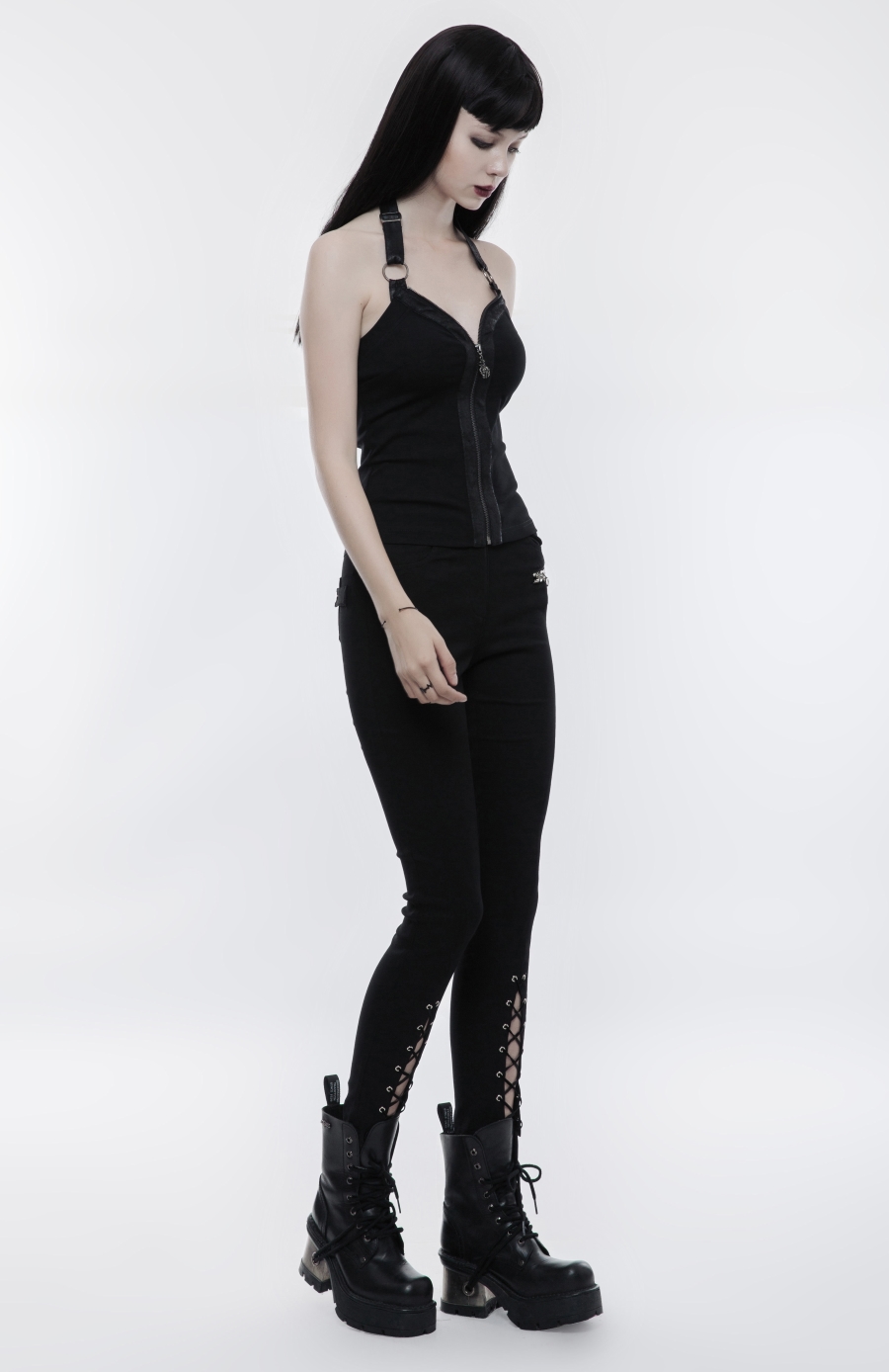 Pantalon Gothique Pour Femme Style Steampunk – Coupe évasée Avec Liens – Noir – Look Vintage Médiéval, Renaissance – Pour Fête, Cosplay, Quotidien Décalé