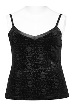 Top camisole noir PUNK RAVE 'skulls & penta' Collection grande taille