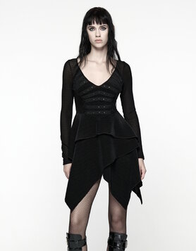 Robe cyberpunk asym&eacute;trique en mesh - Punk Rave