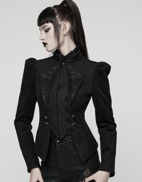 Veste Gothique Brodée Victorienne - Noir Absolu