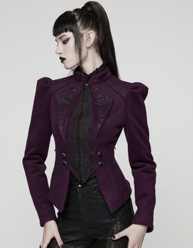 Veste Gothique Brodée Victorienne - Violet Royal