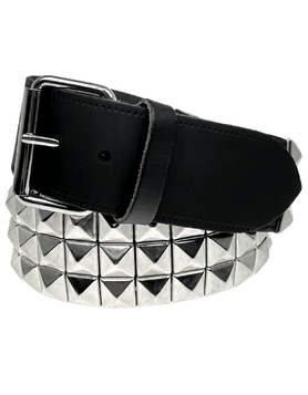 Ceinture en Cuir 3 Rangées de Clous Pyramide