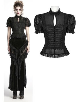 Chemisier Gothique Victorien Femme - Black Dahlia Reverie - Punk Rave