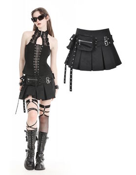 Mini-jupe plissée biker DARK IN LOVE 'Poison Routier'