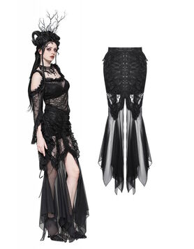 Jupe gothique sir&egrave;ne dentelle & r&eacute;sille - Dark in Love