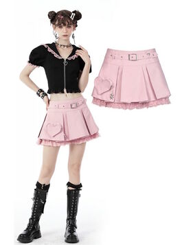 Mini-jupe Kawaii rose DARK IN LOVE 'Dragée Toxique'