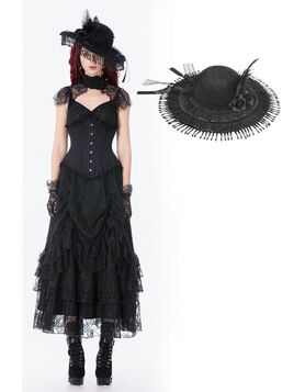 Chapeau Vintage Dentelle & Plumes - Dark in Love
