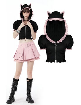Gilet gothique Lolita Cat Haunt zipp&eacute; - Dark in Love