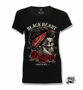 T-shirt femme BLACK HEART 'baspin up skull'