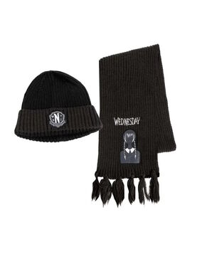 Set Officiel Écharpe + Bonnet Mercredi Addams