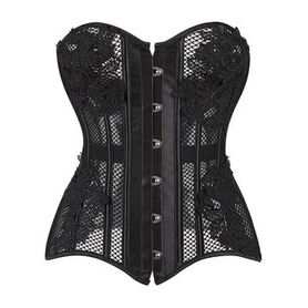 Corset gothique noir dentelle & r&eacute;sille - Bustier sculptant