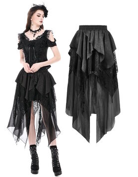 Jupe Gothique Asym&eacute;trique Veil of Ruins - Dark in Love