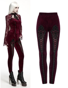 Legging Gothique Bordeaux Blood & Lace - Punk Rave