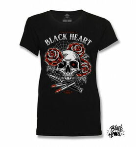 T-shirt femme BLACK HEART 'lipstick skull'