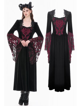 Robe Gothique Victorienne Velvet Blood Rose - Dark in Love