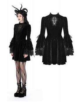 Robe velours DARK IN LOVE 'Croix gothique'