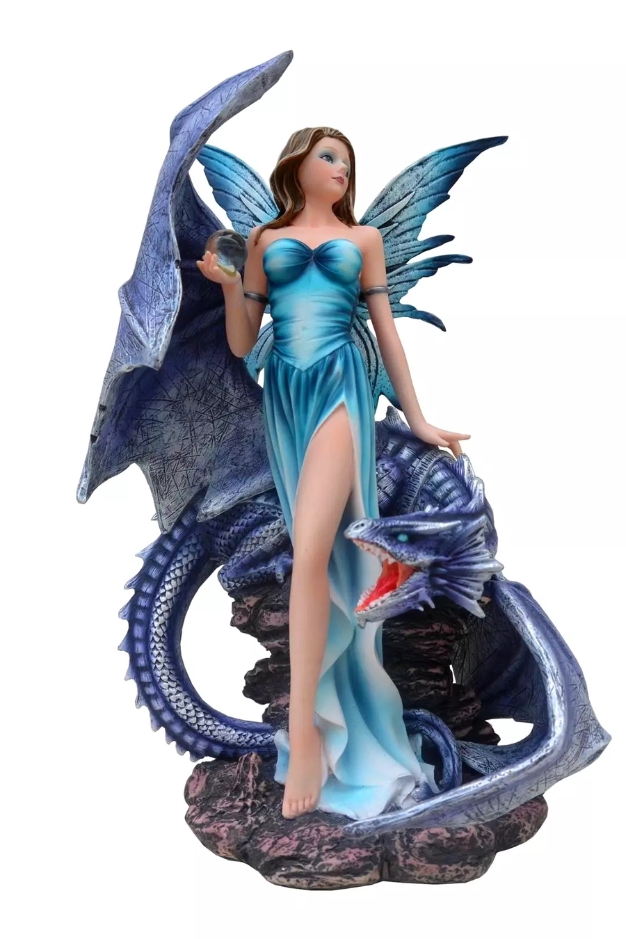 Figurine Fée Gothique de 32 cm avec son dragon violet