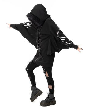 Veste chauve-souris zipp&eacute;e &agrave; capuche - Heartless