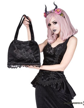 Sac de Soirée Gothique en Velours Noir & Broderies