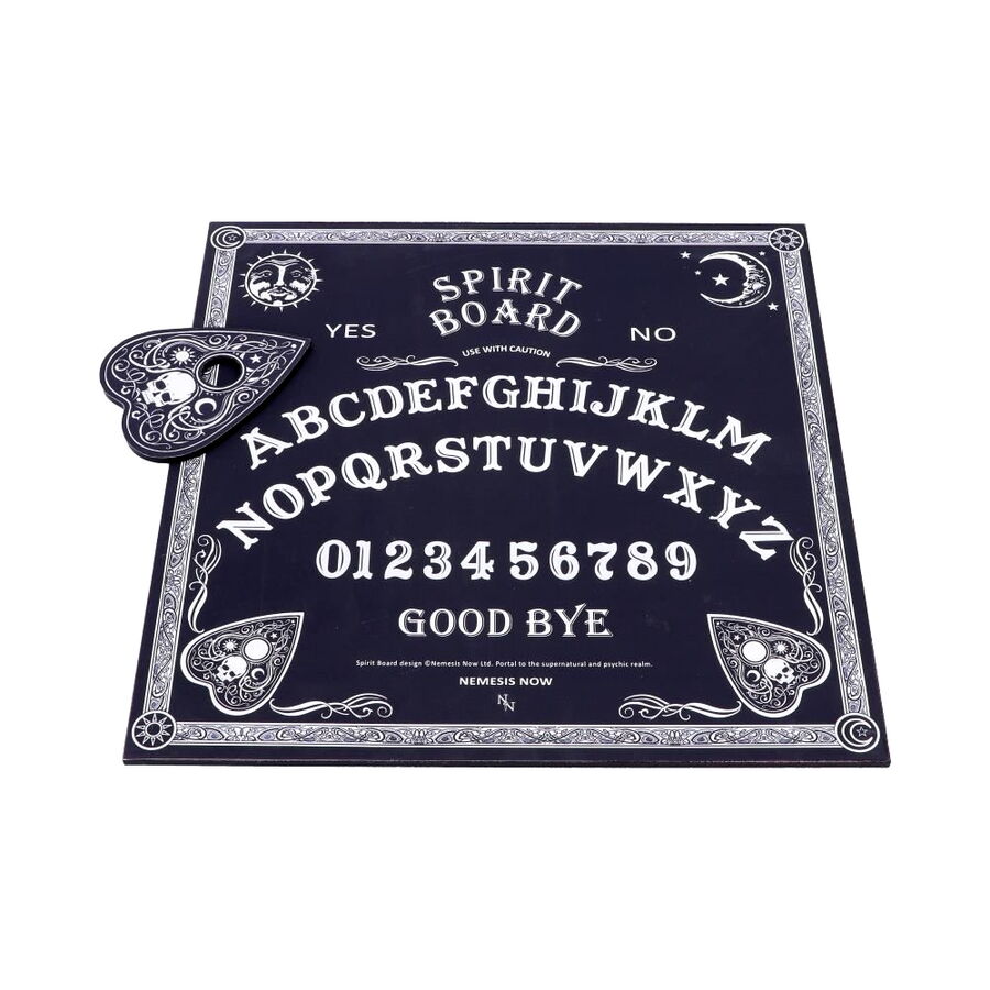 Planche spirituelle ouija en bois peint noir et blanc