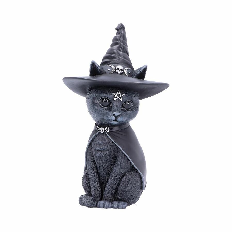 PETITE Figurine chat PURRAH de 13 cm avec un chapeau de sorcière