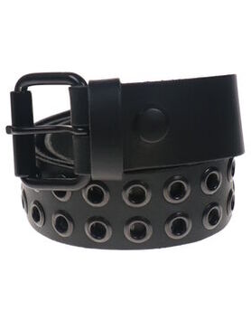 Iron Circle - Ceinture cuir noir &agrave; gros oeillets