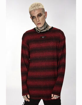 Pull rayé PUNK RAVE 'Rouge Funeste'