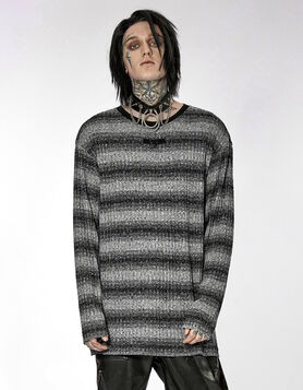 Pull rayé PUNK RAVE 'Gris Funeste'