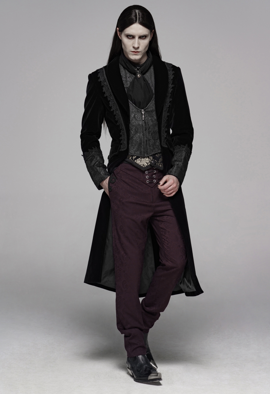 Pantalon Homme Style Gothique Steampunk - Coupe Décontractée, Tissu Polyester - Noir, Blanc, Bleu
